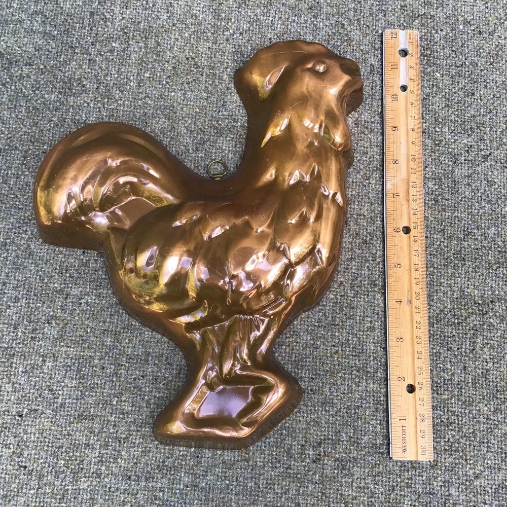 Vintage copper rooster Jello mold wall decor